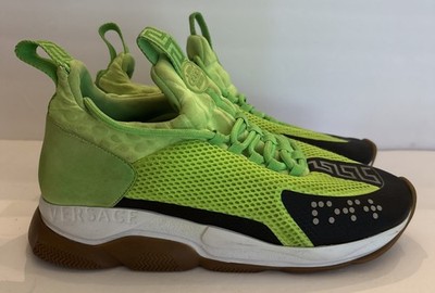 Versace Chain Reaction Suede Cross Chain Lime Green Black Sneakers