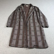 Melloday Coatigan Womens Medium Brown Plaid Long Jacket Academia Heritage Boho