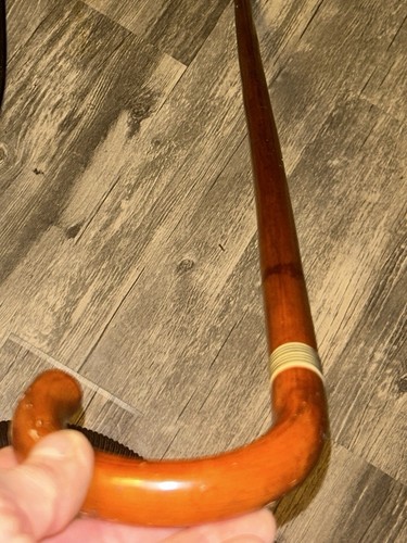 Vintage Japan Walking Cane Wooden ,Silver Metal Tip Black and White Stripe36" - Picture 5 of 8