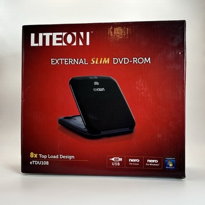 Lite-On eTDU108 External Slim USB DVD-ROM Drive NEW Complete in Box
