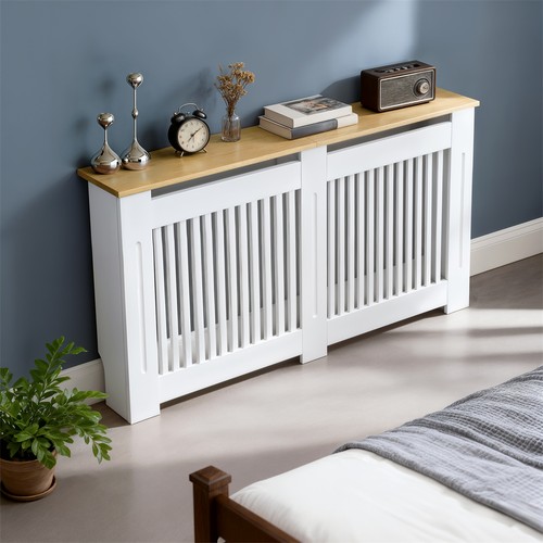 Modern Radiator Cover with Table Top, White Radiator Cabinet, Enclosure for Home - Afbeelding 14 van 28