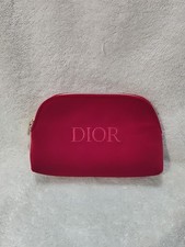Christian Dior Cosmetic Gold Zipper Makeup Bag Pochette Pochette Pochette ~ Velluto Rosso