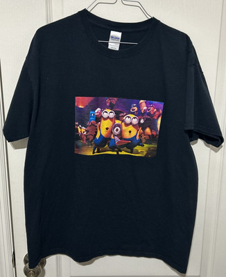Despicable Me Minions T-Shirt L Black Gold Glitter Mommy Minion Graphic Gildan