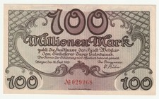 100 Millionen Mark 1923 Wetzlar. Hessen.