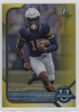 2021-22 Bowman U Chrome Prospects Yellow Refractor 10/75 Jeff Sims #44 16wc