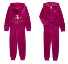 Juicy Couture Girls Pink Magenta Tracksuit 8-10 Two Piece Zip Up Joggers