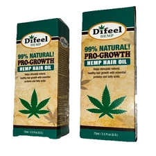 2) Difeel Hemp ProGrowth Hair Oil 75ml / 2.5fl oz Stimulates Natural Hair Growth