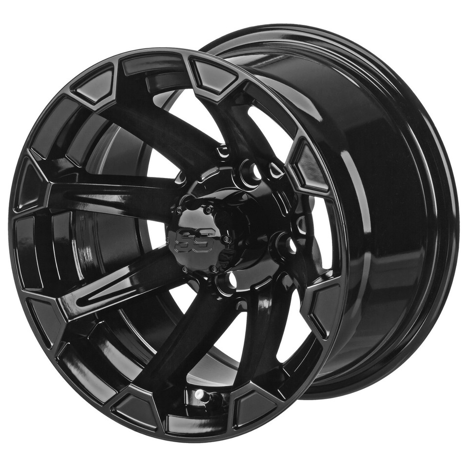 (4) Golf Cart 20x10R12 Sierra Rover Radial Tire on 12x7 Gloss Black ...