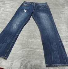 Flypaper Jeans Men's Bootcut Distressed Denim Blue Jeans Size 34x34 RN114936 Y2K