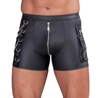 Herren Dessous sexy Unterhose Mattlook Schwarz mit Kette und Reißverschluss ''Fox
