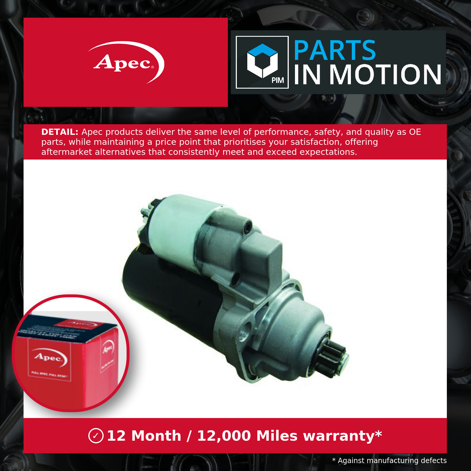 Starter Motor ASM1731 Apec 99660410301 99660410300 99660410400 Quality New