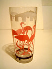 CIRCUS HEAVY GLASS pink FLAMINGOS 6" tall 15 ounces animals EXCELLENT — photo 2