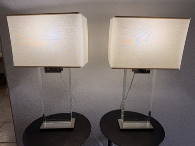 (2) Restoration Hardware Rectangular Column Crystal Table Lamps. Local pickup 
