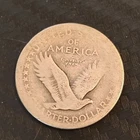 1916/1917 TYPE 1 STANDING LIBERTY QUARTER NO DATE REVERSE NO STARS UNDER EAGLE