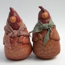 2 gallinas de tela pintadas de colección madre gallinas en chales fondo pesado paño de aceite