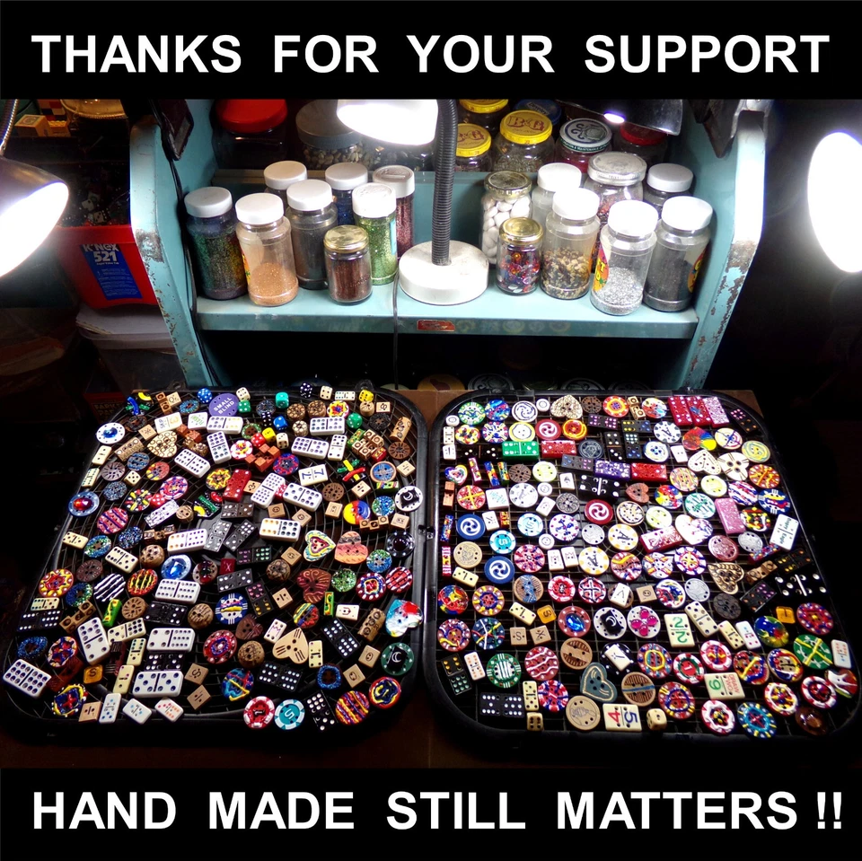 ART BUTTON LOT #2 Handmade Mix Wood Clay Cork Acrylic Poker Burn Paint Carve 3-D - Image 4 of 4