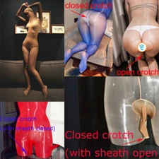 Unisex 8D Oil Shiny Bodysuit Glossy Transparent Full Bodystocking with Hood NEW