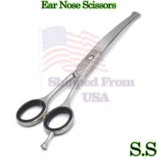 New Ball Ear Hair Nose Mustache Scissors Silver Curved 7'' BTS-408