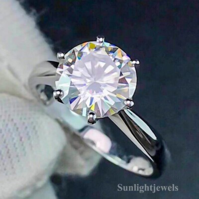 Ct Certified Round Cut Off White Diamond Ring-Treated In 925 Silver 