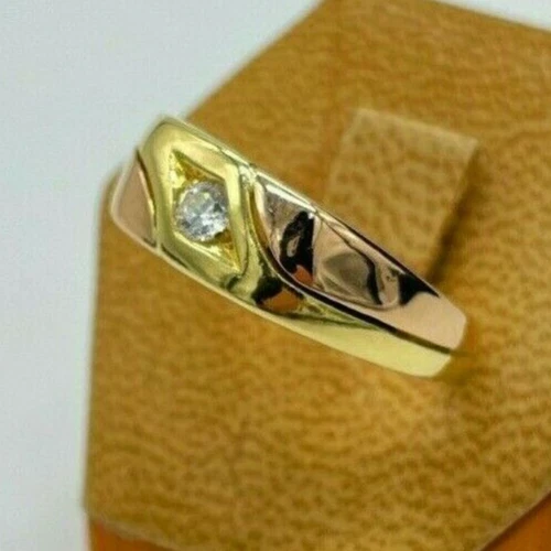 ANELLO UOMO ORO 18KT CARATI GIALLO E ROSA NUOVO BICOLORE CON PUNTOLUCE BRILLANTE - Immagine 2 di 4