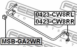MSB-GA2WR FEBEST Stabiliser Mounting for CITROËN,MITSUBISHI,MITSUBISHI (GAC),PEU