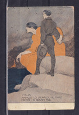 Italy anxious the gaze on the sea trusting in young children Dudovich Postcard