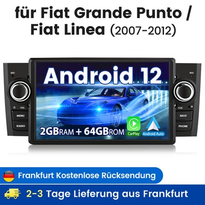 2+64G Car CarPlay Autoradio Für Fiat Grande Punto Linea 2007-2012 WIFI DAB+ RDS