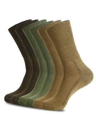 6 Pair Diabetic Crew Socks Non-Binding Neuropathy Organic Cotton Bamboo Blend 