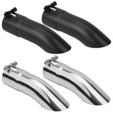Pair Turn Down Exhaust Tip 2.5 Inletoutlet 9long Stainless Steel Blacksilver