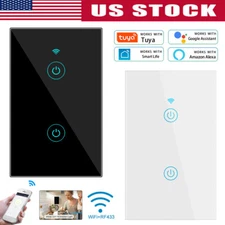1/2/3 Gang Smart WiFi Wall Light Switch Touch Panel for Alexa/Google/Tuya APP US