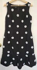 Talbots Women’s Black & White Daisy Sleeveless Dress Knee Length Size 8