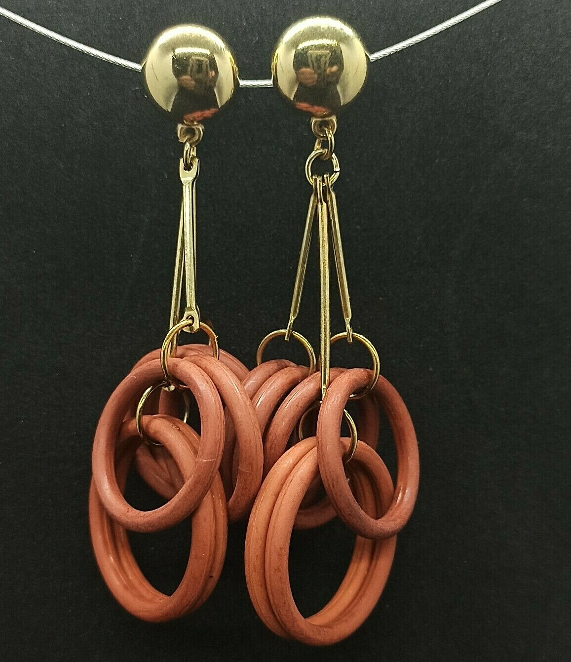 Cluster Earrings 80s Statement Hoops Chandelier A… - image 8