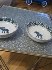 FOLK CRAFT MOOSE COUNTRY TIENSHAN GREEN SPONGEWARE SOUP 6.5