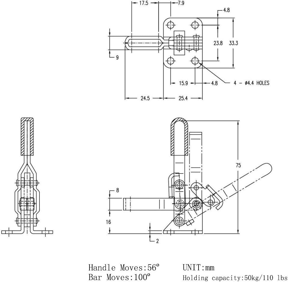 GH-101A 50KG HOLDING Capacity Quick Release Handle Vertical Toggle - Foto 2