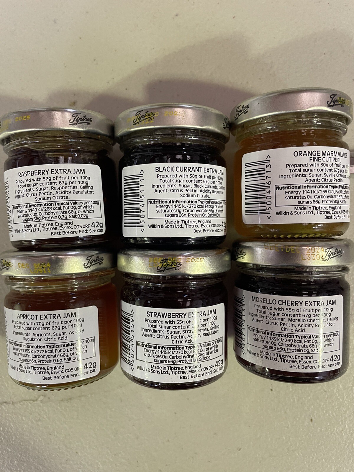 Tiptree Wilkins 42g Jam Gift Set Variety Pack Marmalade Cherry Apricot