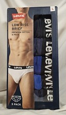 Levi's 5 Pack Premium Cotton Low Rise Briefs Large Solid Asst Blue FREE SHIPPING