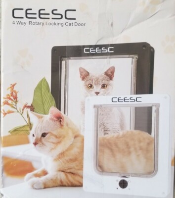 CEESC Cat Doors, Magnetic Pet Door with Way Rotary Lock for Cats