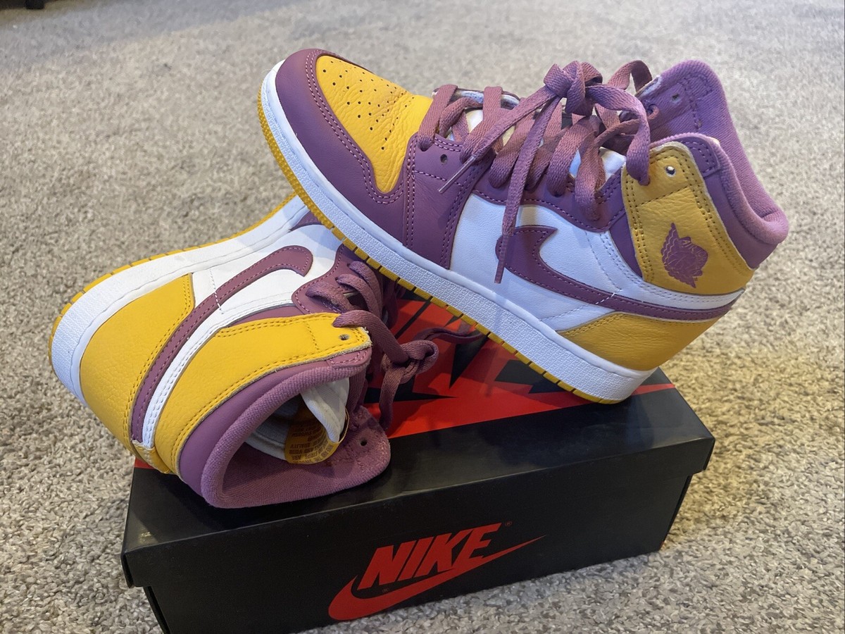 EUC Air Jordan Retro High OG Brotherhood (GS) Purple Gold