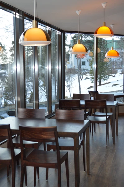 LÁMPARA COLGANTE FINLANDESA MODERNA DE MEDIADOS DE SIGLO YKI NUMMI "KUPLAT" 400 CM NARANJA NUEVA Foto 3 de 4