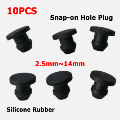 10x Black Snap-on Hole Plug 2.5~14mm Silicone Rubber Blanking End Caps ...