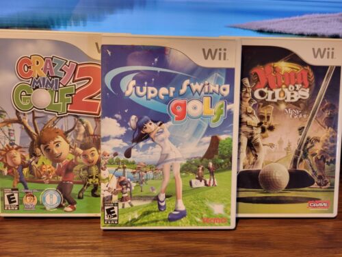 Super Swing Golf, King Of Clubs Mini-Golf & Crazy Mini Golf 2 (Nintendo Wii Lot) - Picture 1 of 18