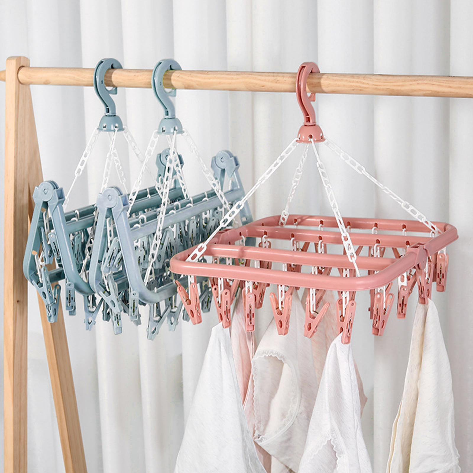 Underwear Drying Rack Swivel Hangers for Clothes With Clips Clothes Drying