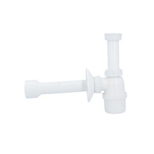 Kunststoff Siphon für Waschtisch 1 1/4 Flaschensiphon Ausfluss Einkammer Weiß