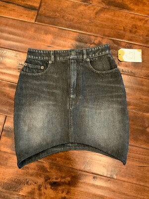 スカート BALENCIAGA HOURGLASS MINI SKIRT Balenciaga Washed Black Denim Mini Hourglass Skirt, Size 2