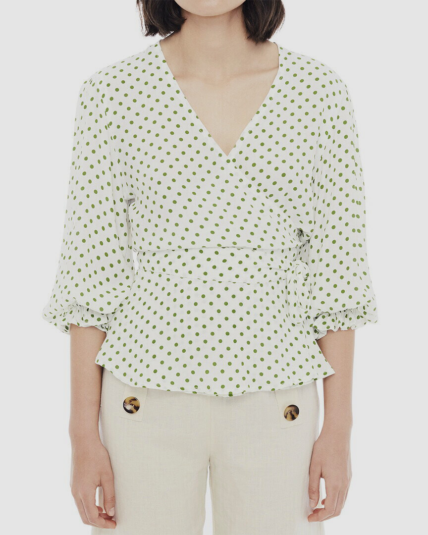 v neck polka dot top