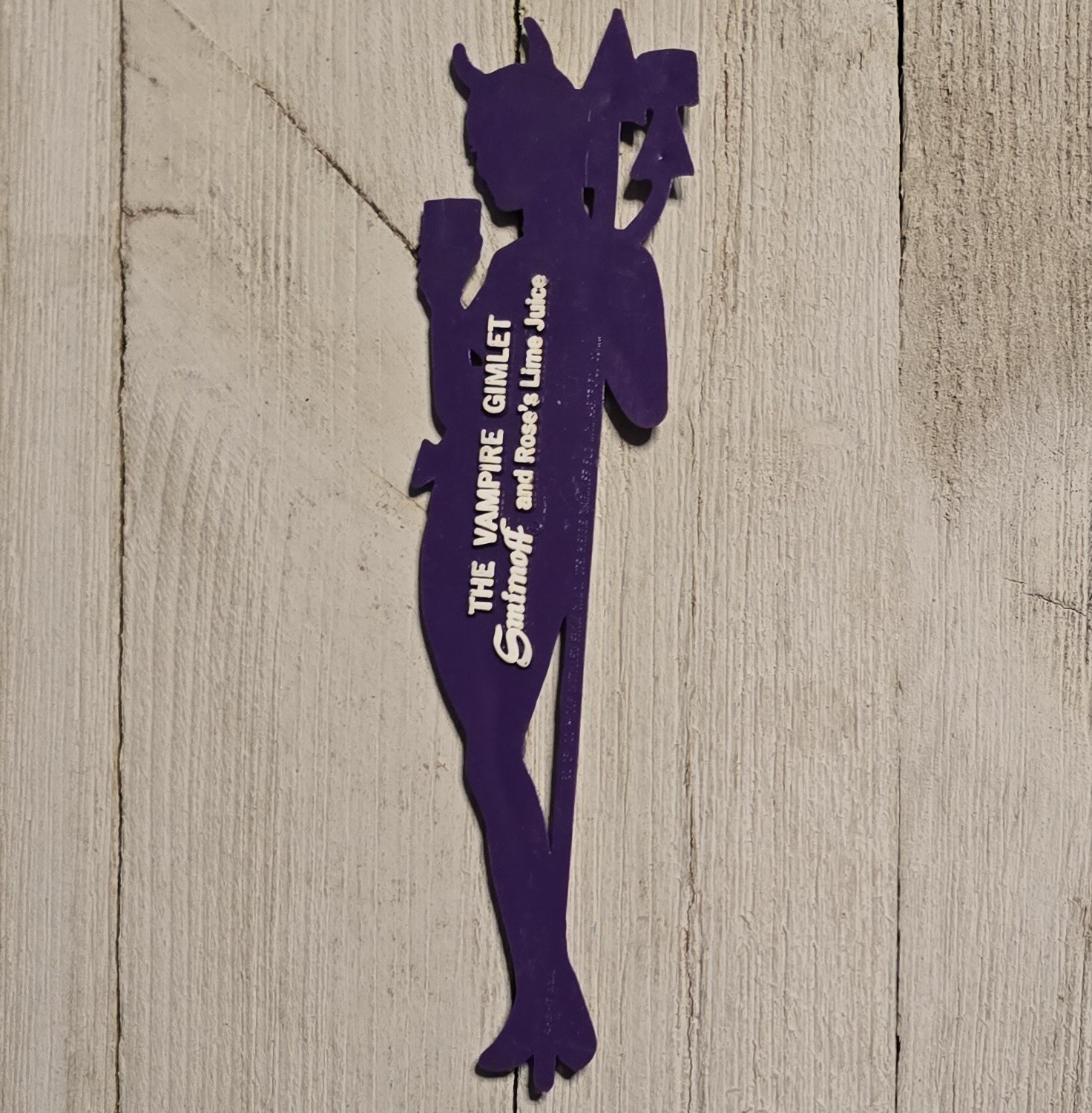 Vintage 1970s Smirnoff Vodka Vampire Gimlet Cocktail Swizzle Stick Devil Woman