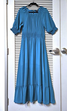 teal blue ruffle hem maxi long dress L