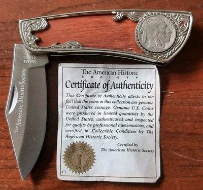 American Historic Society #4102919, 1936 Indian Head Nickel Knife