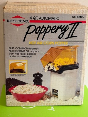 West Bend Poppery II 4 Qt. Automatic Hot air Corn Popper Popcorn Maker # 82102