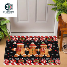 Christmas Doormat With Gingerbread Man Print Antisciv Entrance Doormat
